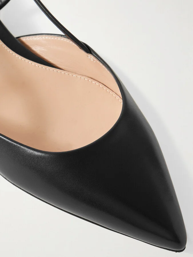 Gianvito Rossi - Ascent Leather Point-toe Flats - Black - Image 4