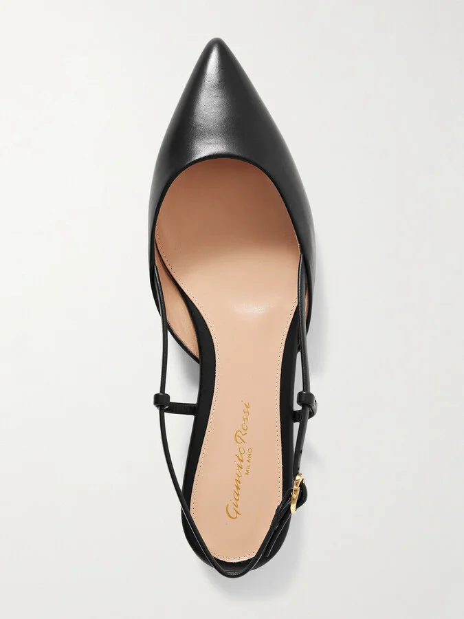 Gianvito Rossi - Ascent Leather Point-toe Flats - Black - Image 5
