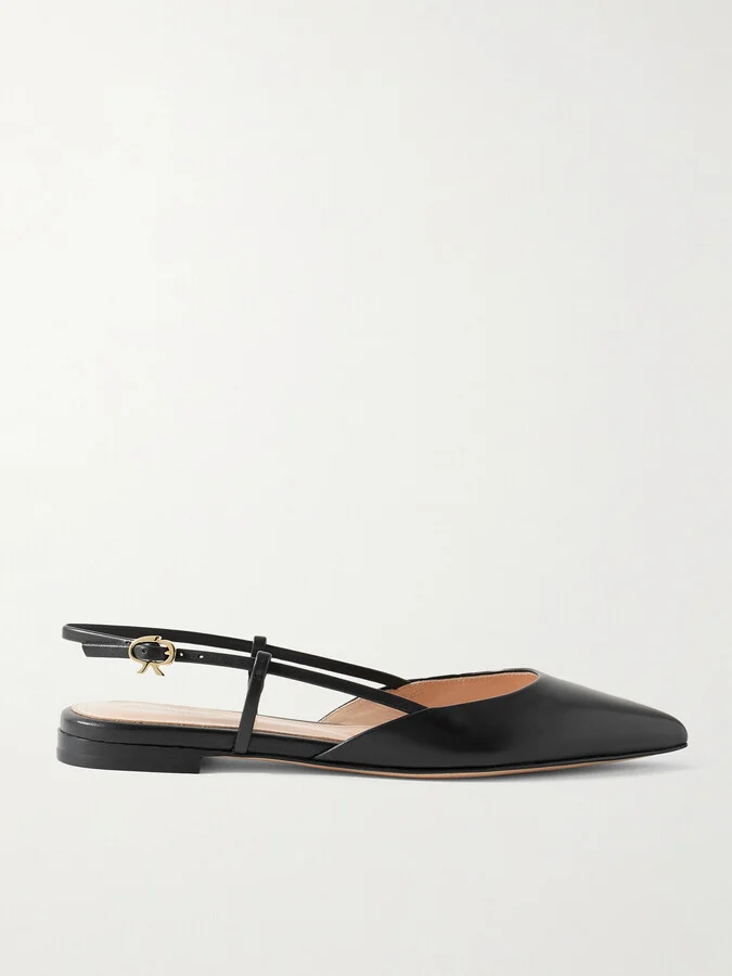 Gianvito Rossi - Ascent Leather Point-toe Flats - Black