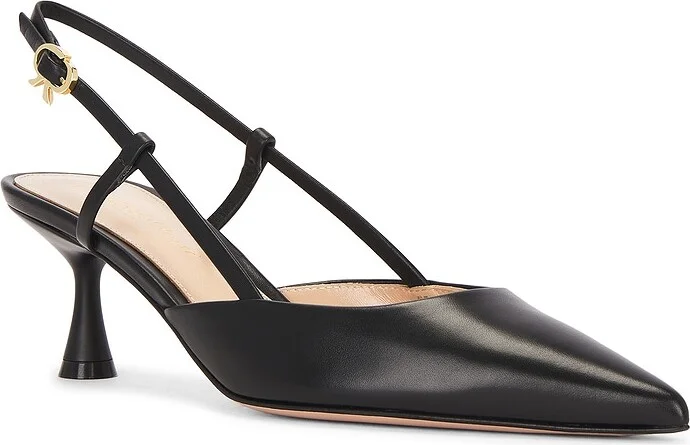 Gianvito Rossi Ascent Vitello Slingback Kitten Heel in Black - Image 2