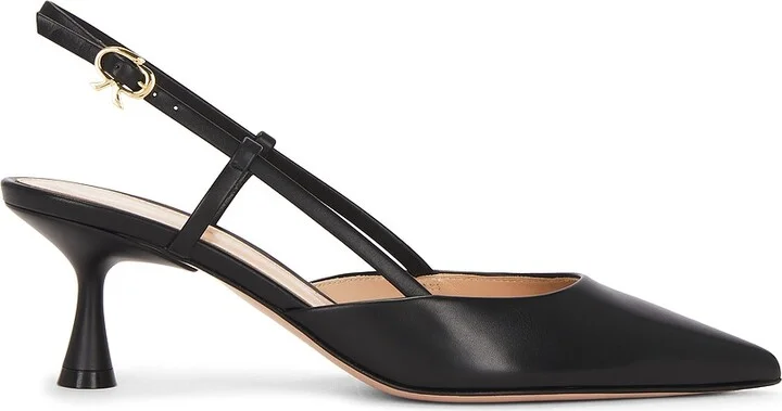 Gianvito Rossi Ascent Vitello Slingback Kitten Heel in Black