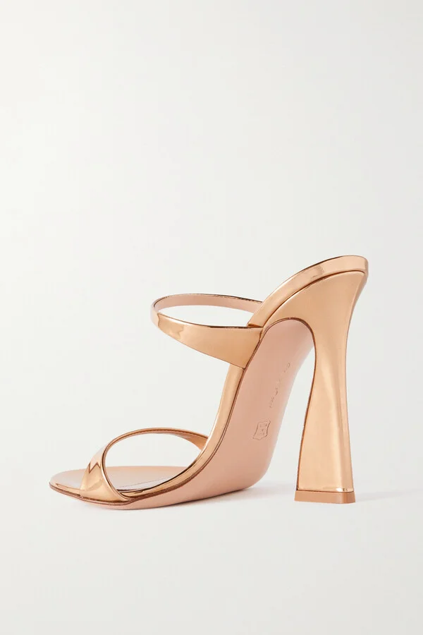 Gianvito Rossi - Aura 105 Metallic Leather Mules - Gold - Image 3