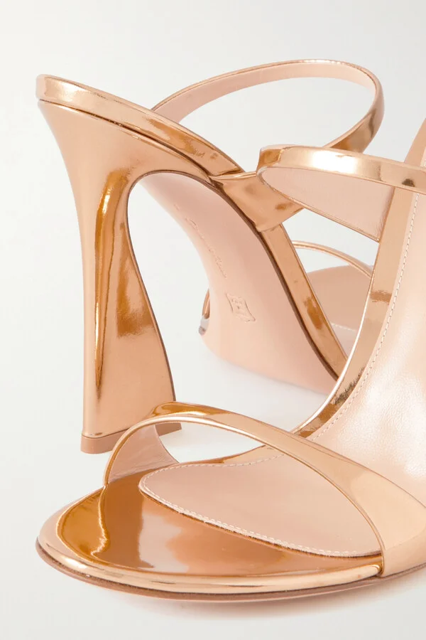 Gianvito Rossi - Aura 105 Metallic Leather Mules - Gold - Image 4