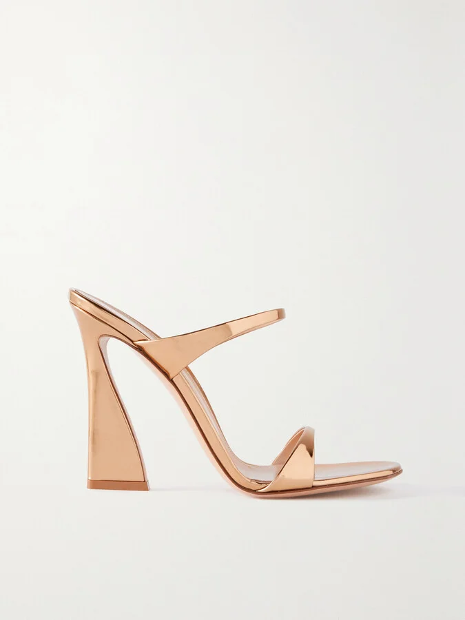 Gianvito Rossi - Aura 105 Metallic Leather Mules - Gold