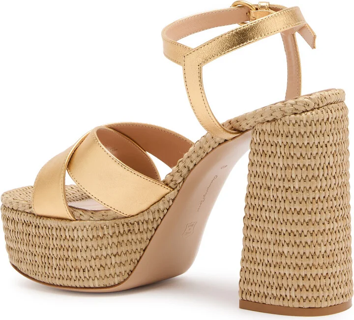 Gianvito Rossi Bebe 125 Raffia and Leather Platform Sandals - Image 2