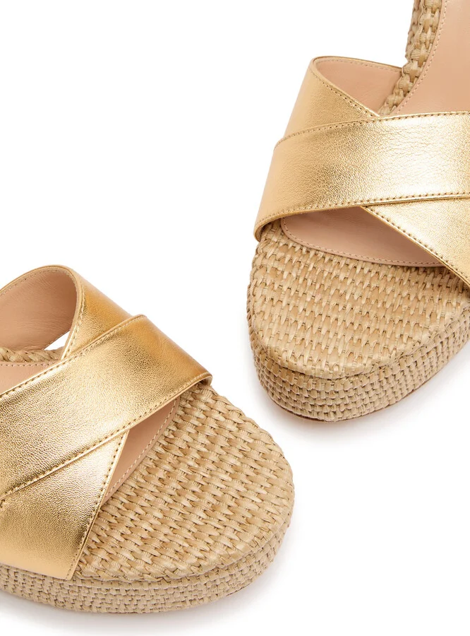 Gianvito Rossi Bebe 125 Raffia and Leather Platform Sandals - Image 3