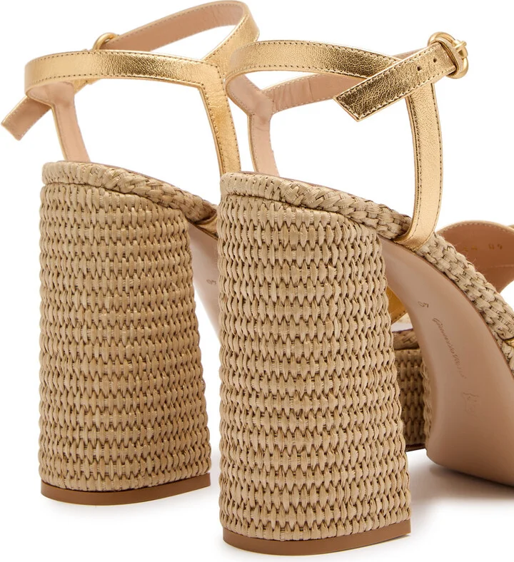 Gianvito Rossi Bebe 125 Raffia and Leather Platform Sandals - Image 4