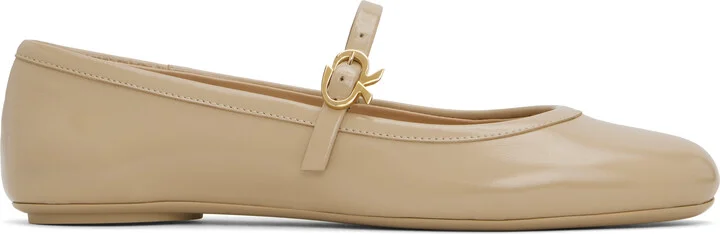 Gianvito Rossi Beige Carla Ballerina Flats