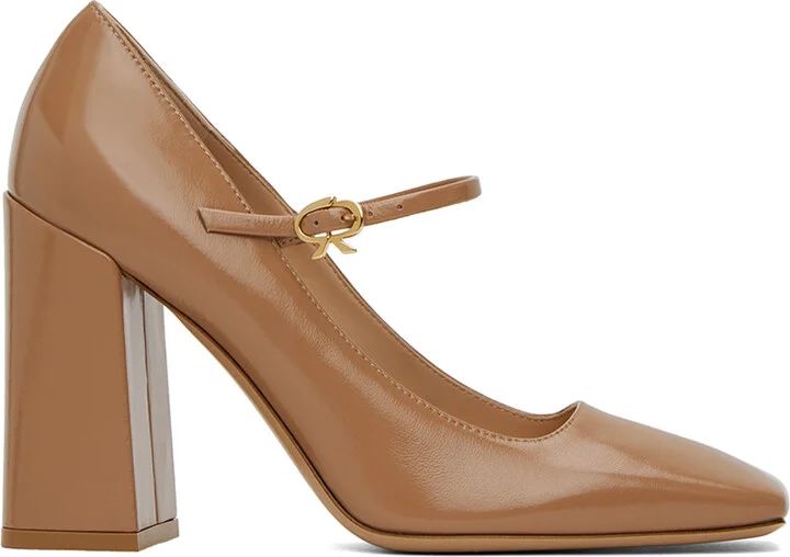 Gianvito Rossi Beige Square Toe Heels