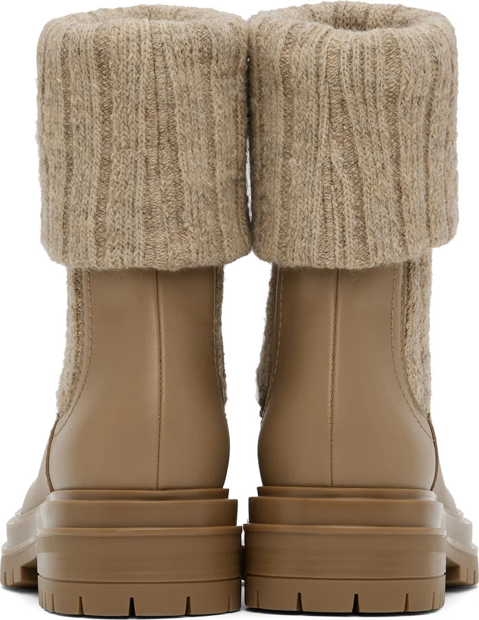 Gianvito Rossi Beige & Tan Chalet Knit Ankle Boots - Image 2