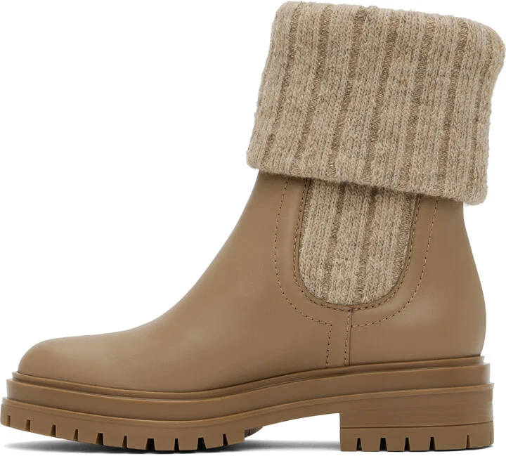 Gianvito Rossi Beige & Tan Chalet Knit Ankle Boots - Image 3