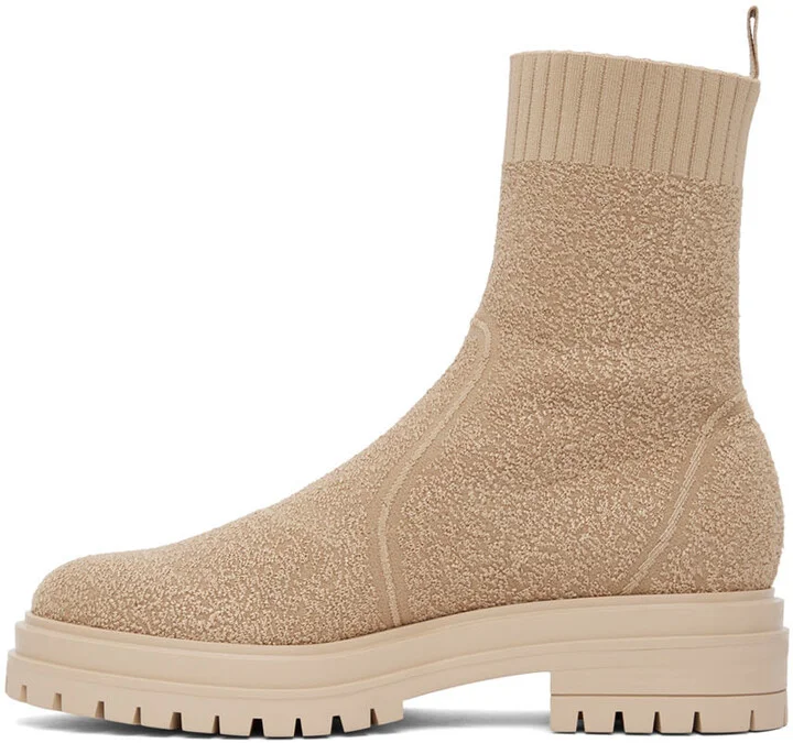 Gianvito Rossi Beige Torrance Sock Boots - Image 3
