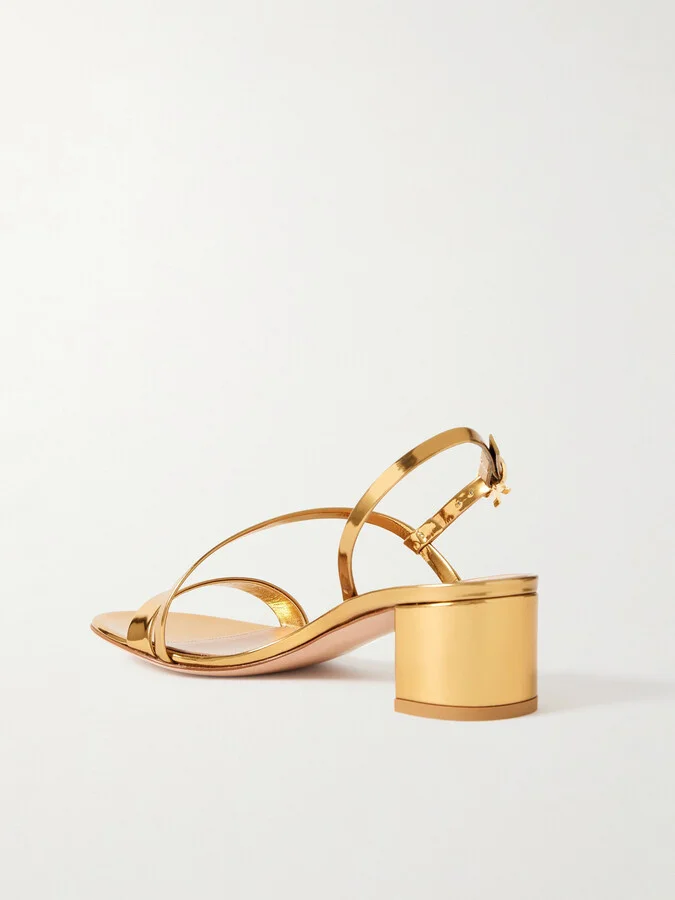 Gianvito Rossi - Betsey 45 Metallic Leather Sandals - Gold - Image 3