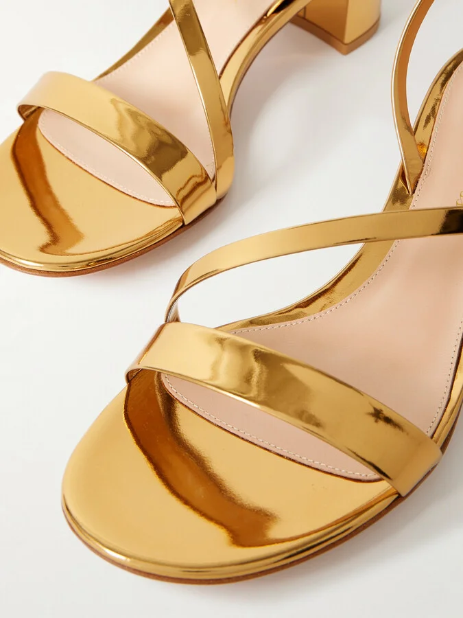 Gianvito Rossi - Betsey 45 Metallic Leather Sandals - Gold - Image 4