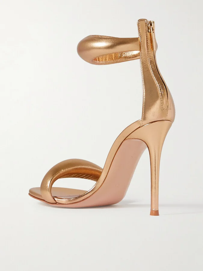 Gianvito Rossi - Bijoux 105 Metallic Leather Sandals - Gold - Image 3