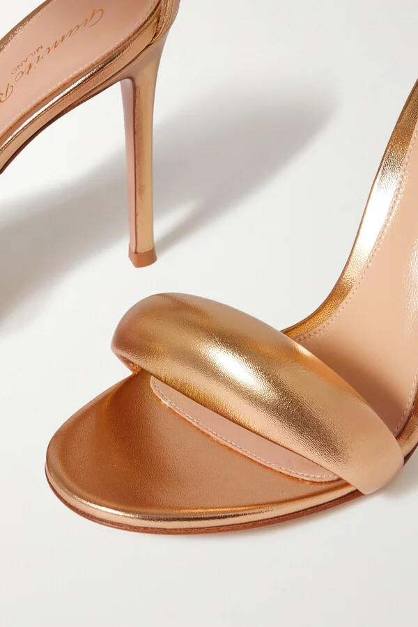 Gianvito Rossi - Bijoux 105 Metallic Leather Sandals - Gold - Image 4