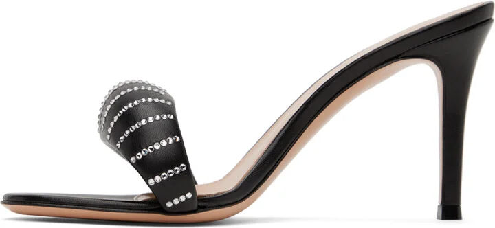 Gianvito Rossi Black Bijoux Crystal Heeled Sandals - Image 3