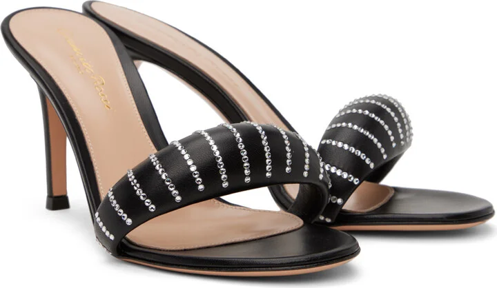 Gianvito Rossi Black Bijoux Crystal Heeled Sandals - Image 4