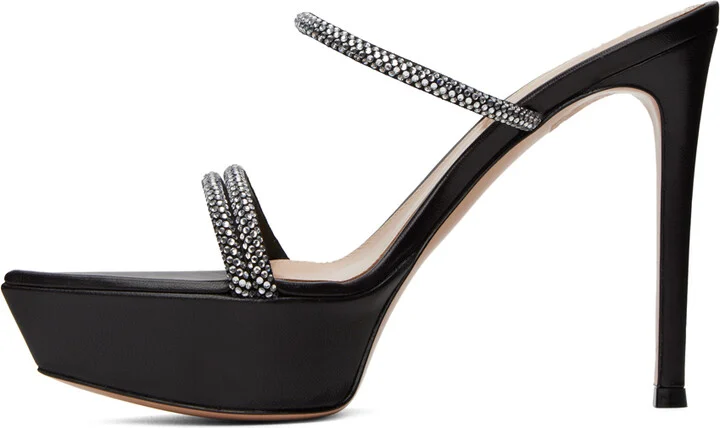 Gianvito Rossi Black Camoscio Heeled Sandals - Image 3