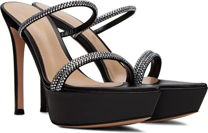 Gianvito Rossi Black Camoscio Heeled Sandals - Image 4