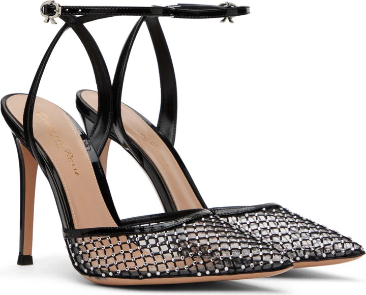 Gianvito Rossi Black Crystal-Cut Heels - Image 4