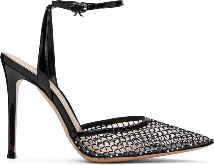 Gianvito Rossi Black Crystal-Cut Heels