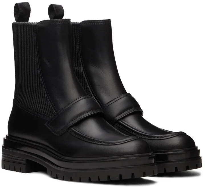 Gianvito Rossi Black Leather Berck Boots - Image 4