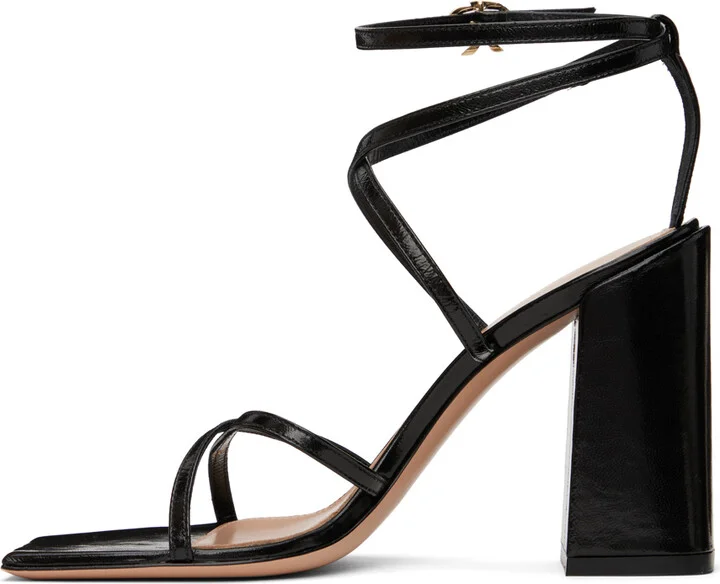 Gianvito Rossi Black Leather Heeled Sandals - Image 3