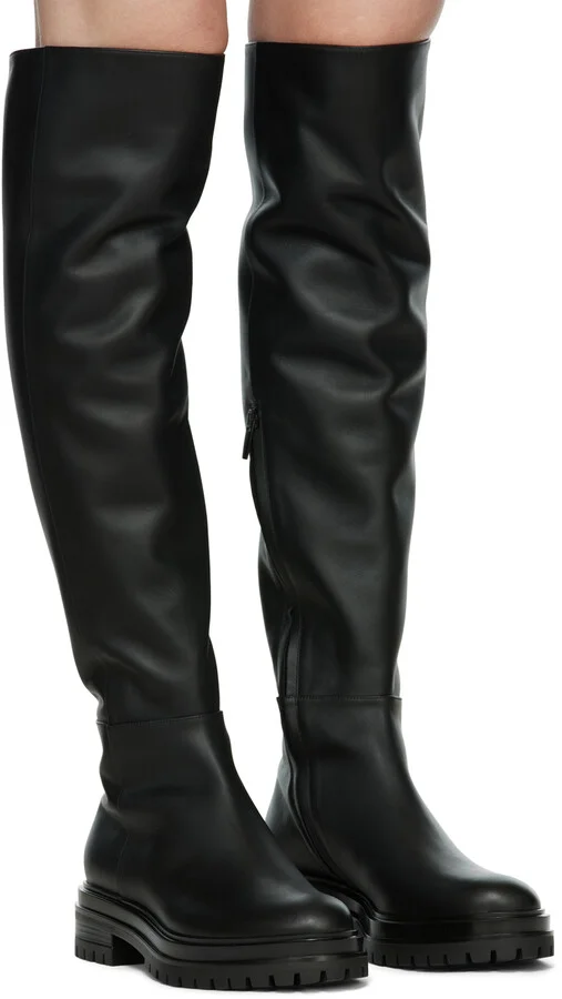 Gianvito Rossi Black Leather Quinn Tall Boots - Image 4
