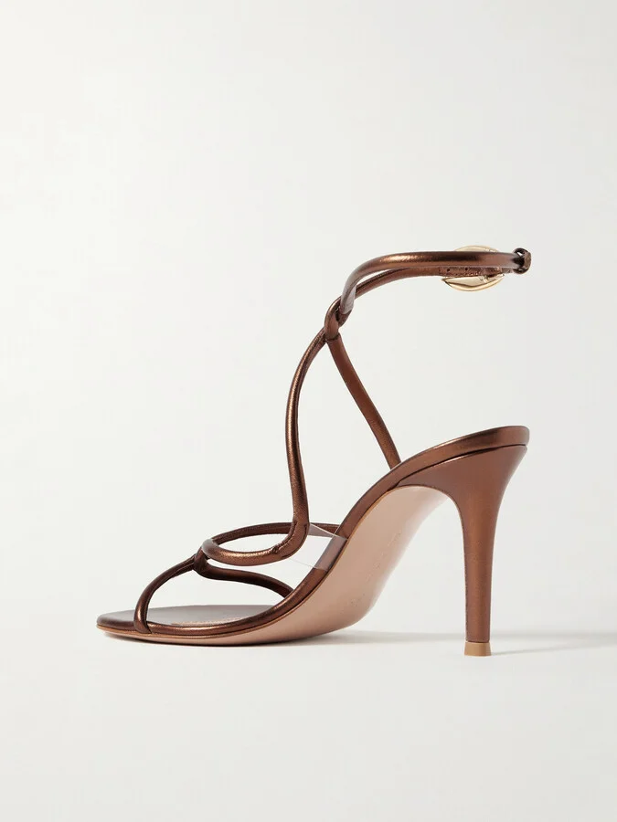 Gianvito Rossi - Black Mamba 85 Metallic Leather Sandals - Brown - Image 3
