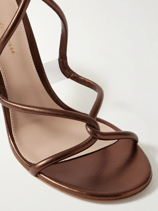 Gianvito Rossi - Black Mamba 85 Metallic Leather Sandals - Brown - Image 4