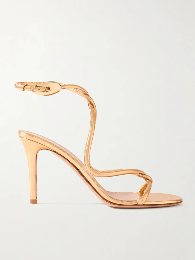 Gianvito Rossi - Black Mamba 85 Metallic Leather Sandals - Gold