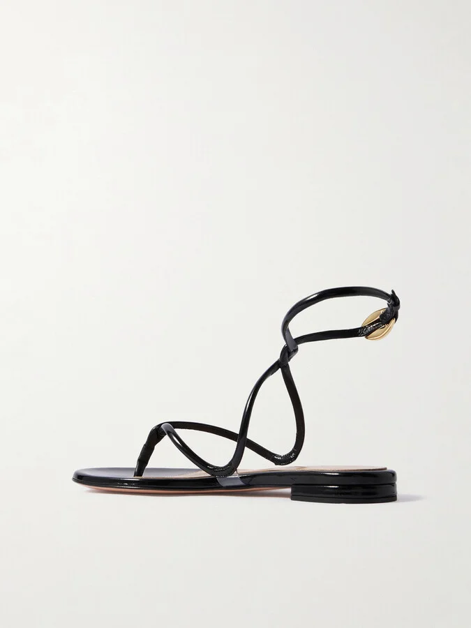 Gianvito Rossi - Black Mamba Patent-leather Sandals - IT36.5 - Image 3