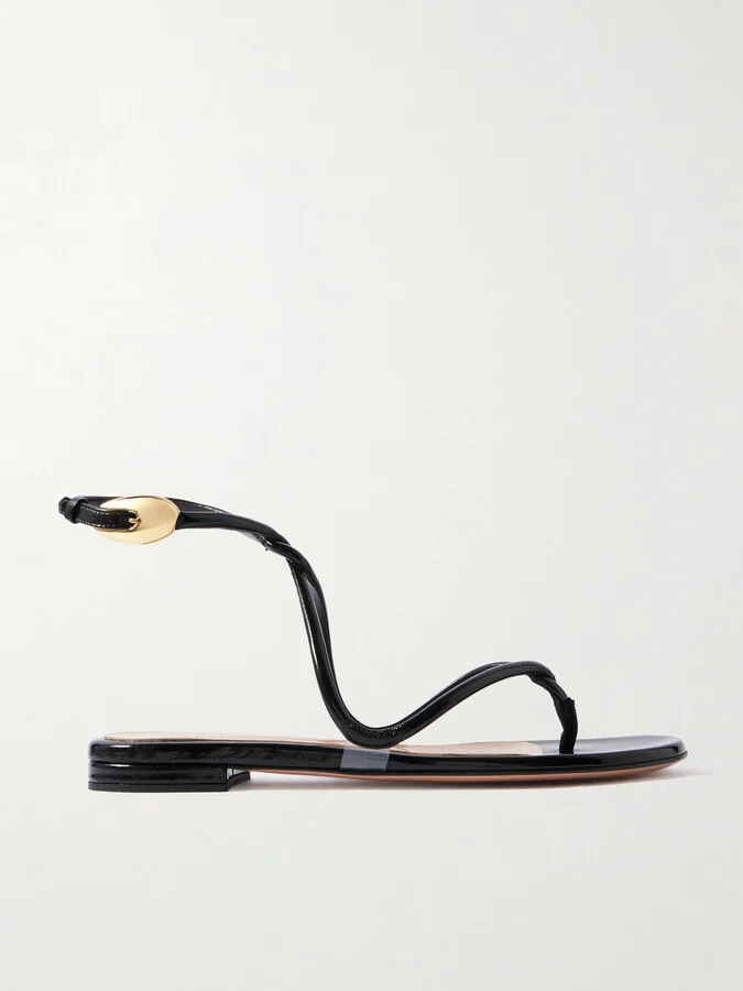 Gianvito Rossi - Black Mamba Patent-leather Sandals - IT36.5