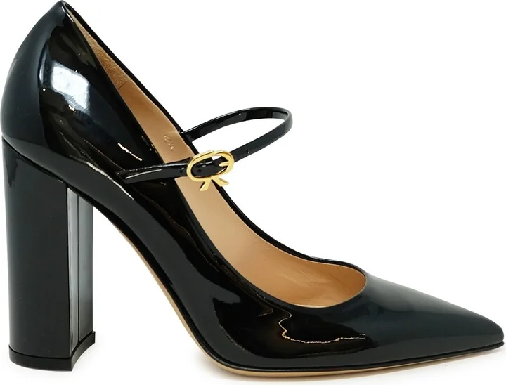 Gianvito Rossi Black Patent Ribbon Jane 100 Pumps