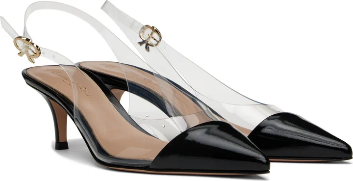 Gianvito Rossi Black Plexi Sling 55 Heels - Image 4