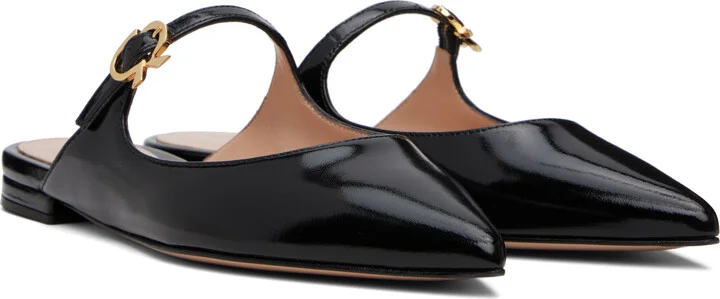 Gianvito Rossi Black Ribbon Jane Slide Loafers - Image 4