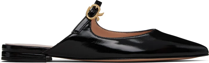 Gianvito Rossi Black Ribbon Jane Slide Loafers