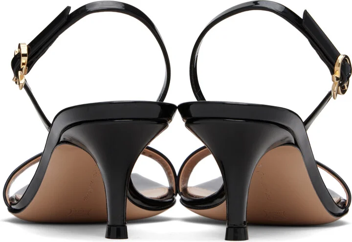 Gianvito Rossi Black Ribbon Kitten Heeled Sandals - Image 2