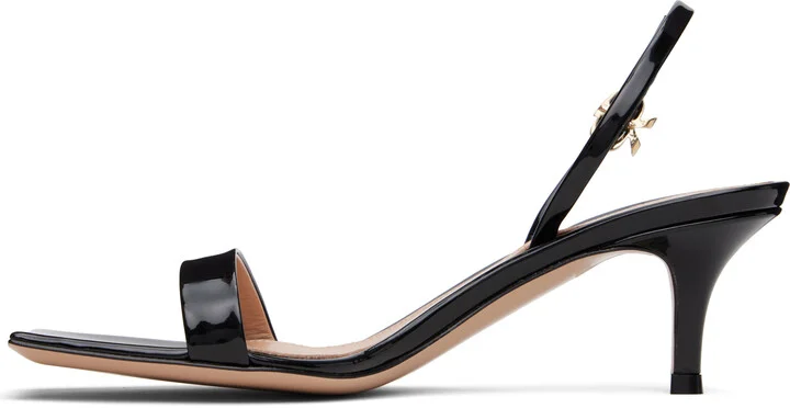 Gianvito Rossi Black Ribbon Kitten Heeled Sandals - Image 3