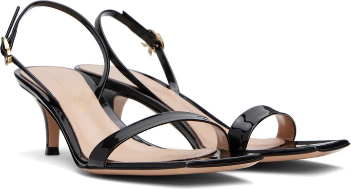Gianvito Rossi Black Ribbon Kitten Heeled Sandals - Image 4