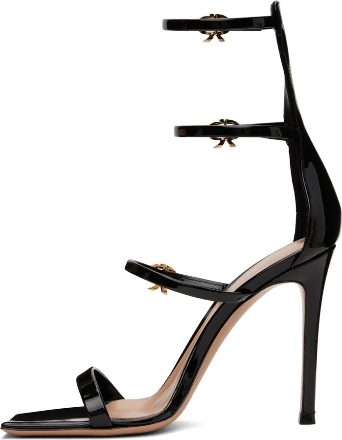 Gianvito Rossi Black Ribbon Uptown Heeled Sandals - Image 3