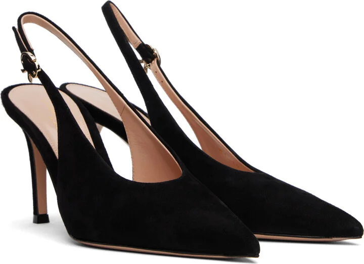 Gianvito Rossi Black Robbie Sling Heels - Image 4