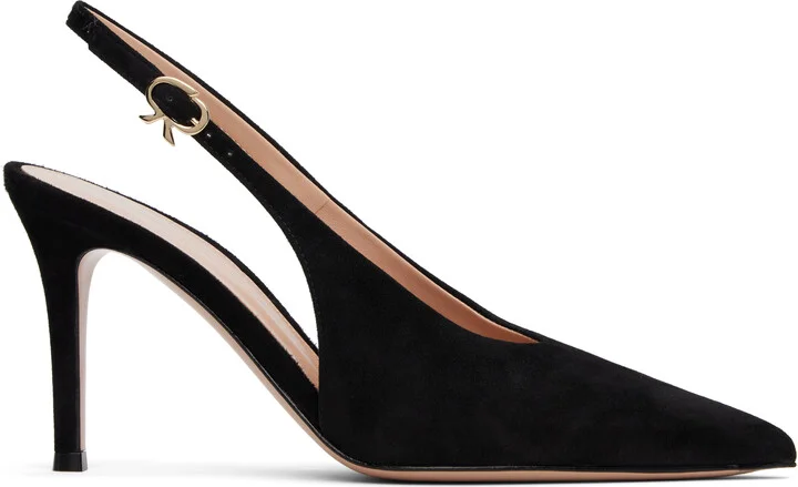 Gianvito Rossi Black Robbie Sling Heels