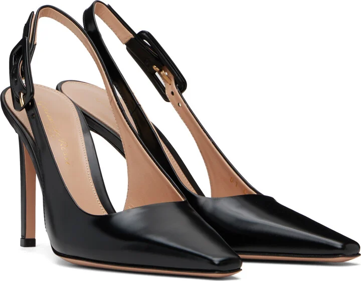 Gianvito Rossi Black Slingback Tokio Leather Heels - Image 4