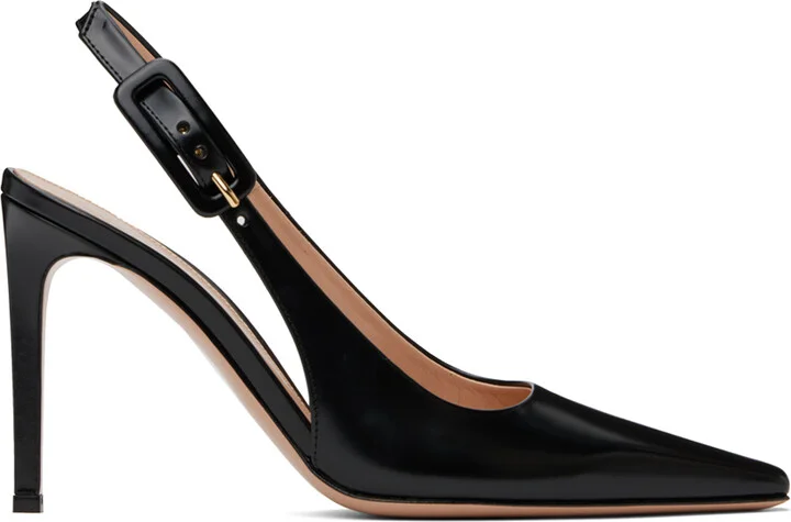 Gianvito Rossi Black Slingback Tokio Leather Heels