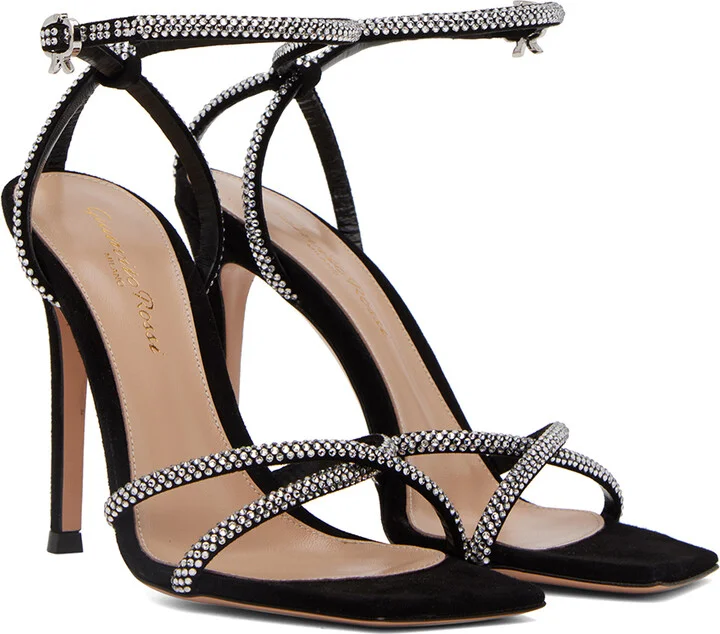 Gianvito Rossi Black Suede Heeled Sandals - Image 4