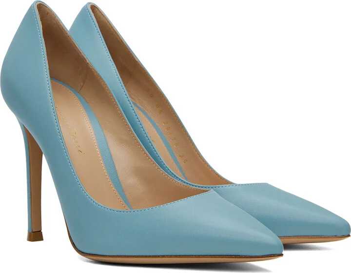 Gianvito Rossi Blue Gianvito 105 Heels - Image 4