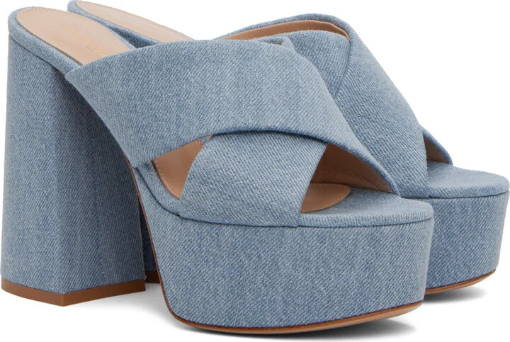Gianvito Rossi Blue Sheridan Heeled Sandals - Image 4