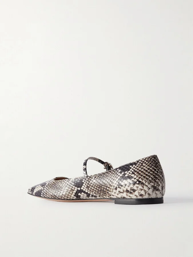 Gianvito Rossi - Borneo Snake-effect Leather Mary Jane Flats - Animal print - Image 3